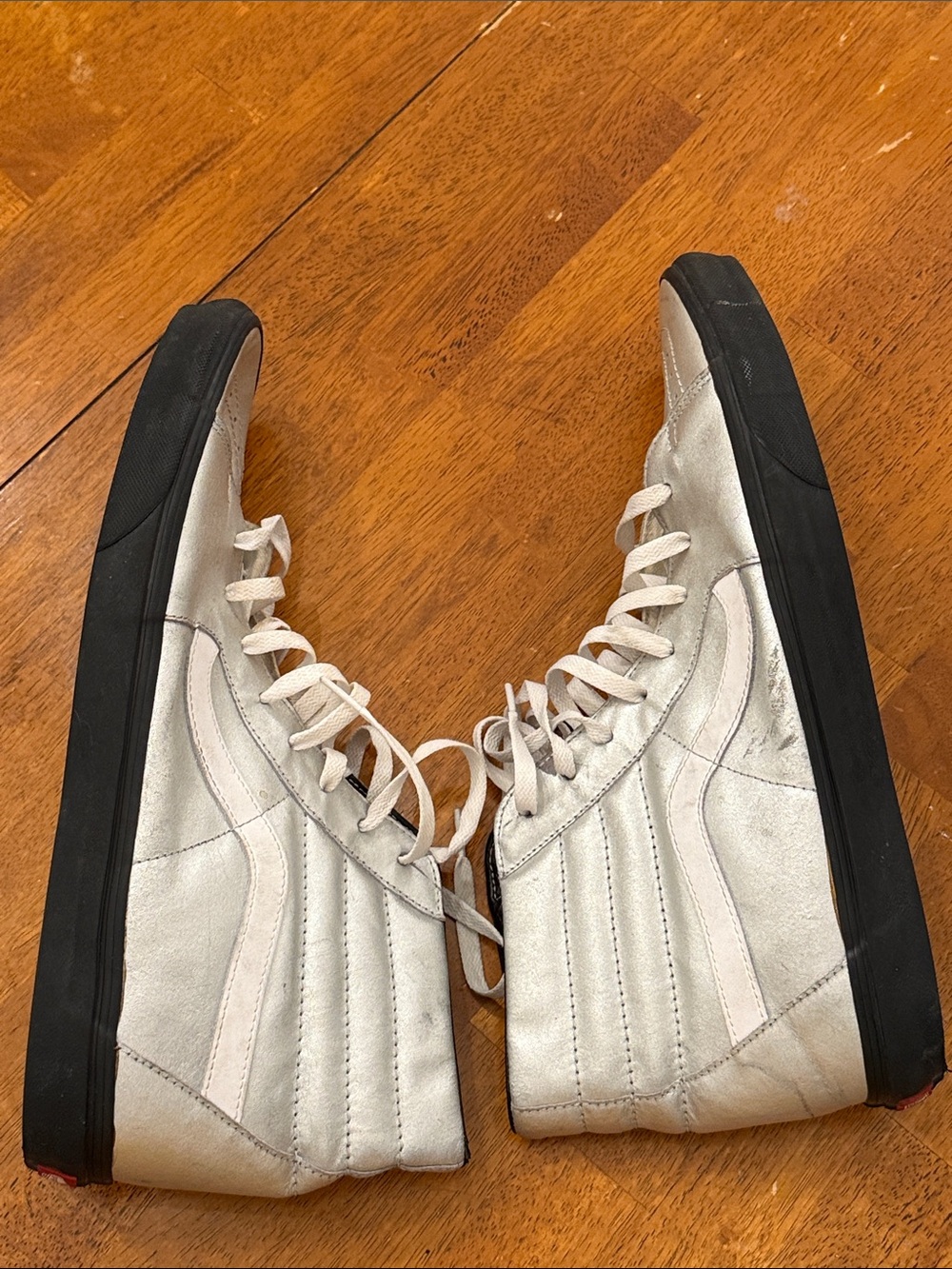 Vans Men's High-Top Sneakers in Silver with Black Soles size 16